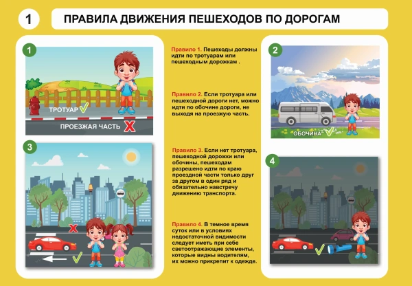 Комплект таблиц «Безопасность на улицах и дорогах» (12 шт.)